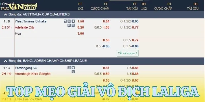 Tổng hợp các mẹo giải vô địch Laliga